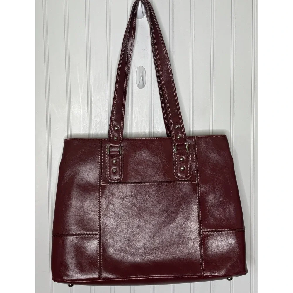 Franklin Covey Shoulder Bag Tote Burgundy Lap Top Multi-Compartment Career Work